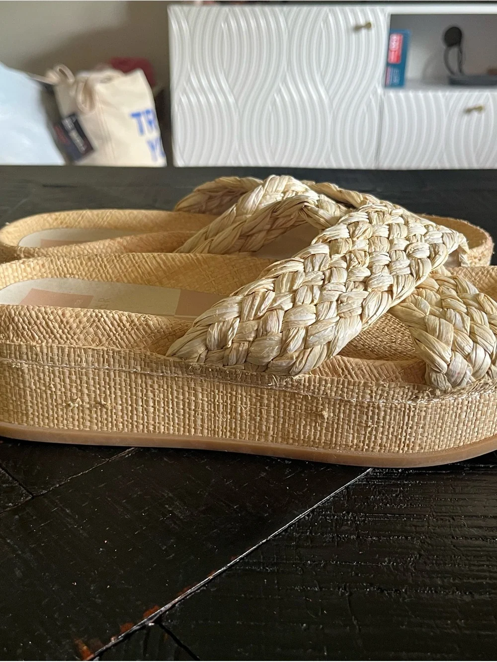 Dolce Vita Wrenley Platform Rafia Sandals Size 10
